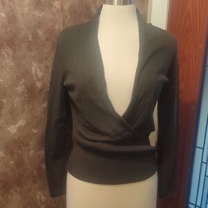 Ann Taylor Black V-Neck Sweater with Wrap Style